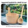 Wooden Sauna Pail Natural Wood and Ladle Set Long-Lasting