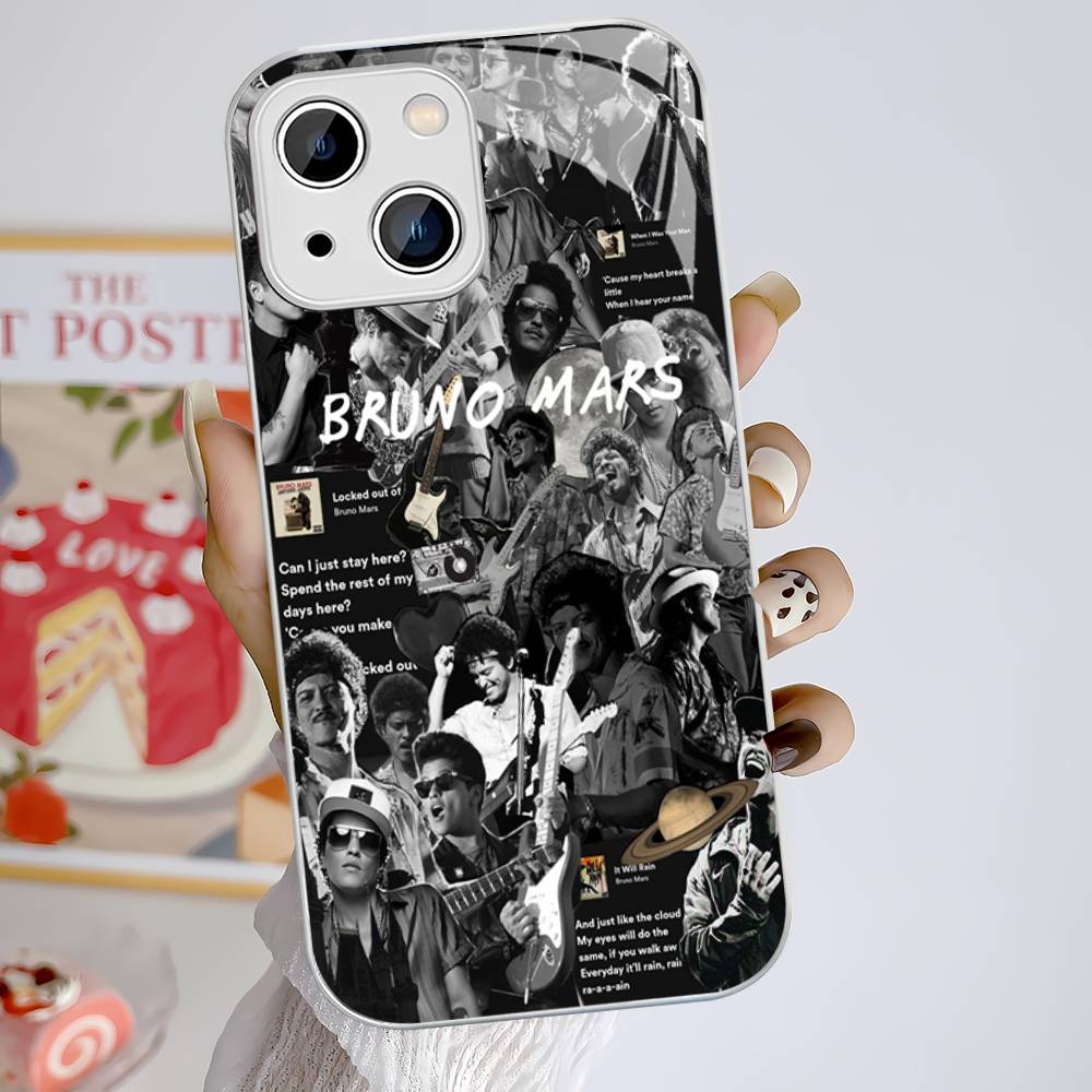 B-Bruno M-Mars Singer Tempered Glass For Iphone 14 13 12 11 Pro Mini XS MAX 14Plus X XS XR Fundas