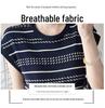 New Summer Ice Silk Maternity Dress with Short Sleeve Polo Collar and Slimming Color Block Stripes