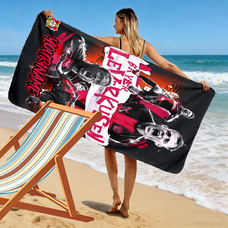 Custom Bayer Leverkusen Print Beach Towel, Large Soft Quick Dry Towel for Beach Camping Swimming