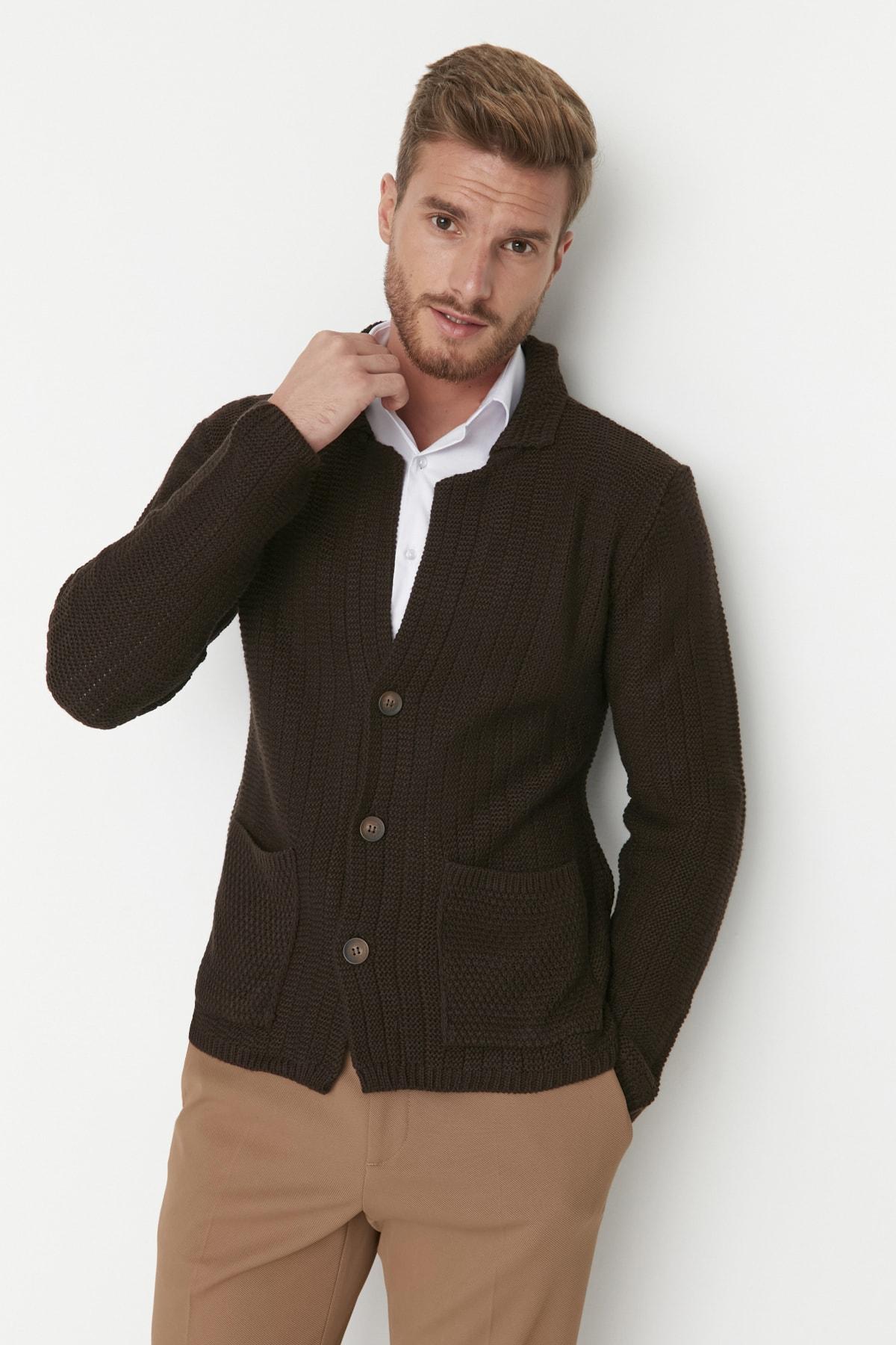 

Кардиган - Коричневый - Slim fit