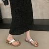 Retro vacation style cover toe black cool slippers women's new skirt sandals