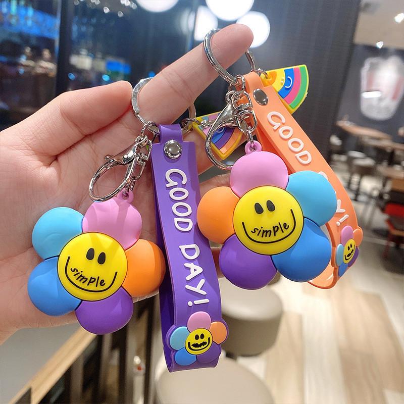 Colorful Adorable Smiley Face Keychain Cute Cartoon Pvc Keyring For Birthdays Parties And