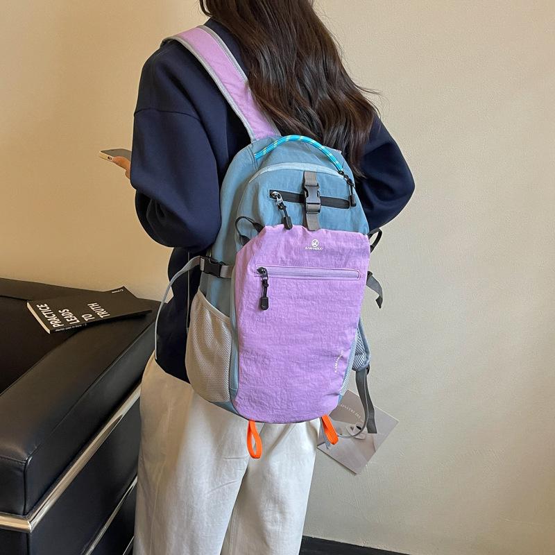 Schoolbag Niche Korean Contrasting Color Backpack Female 1011 New Leisure Student Travel Small Backpack Mountaineering Schoolbag High Sense