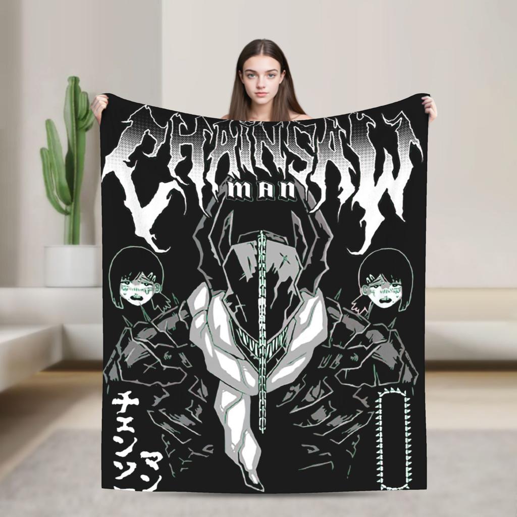 Chainsaw Man Power Blanket Flannel Printed Anime Manga Breathable Super Warm Throw Blankets for Bed Office Bedspread