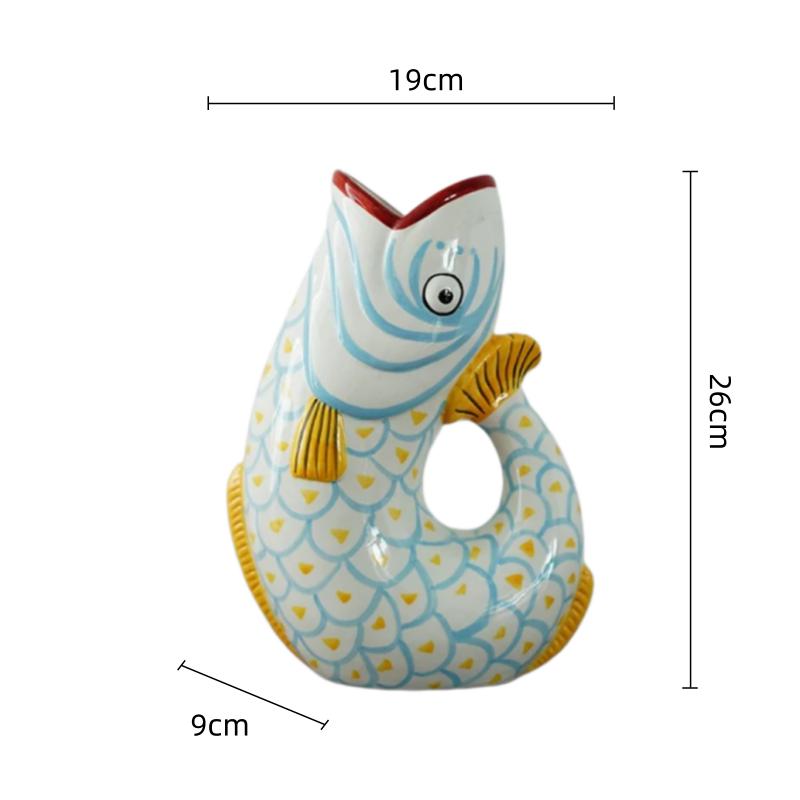 Ceramic Vase Abstract Fish Shape Ceramic Jar Pot Cartoon Fish Flower Vases Flowerpot Handmade Pot Home Decoration Accessories