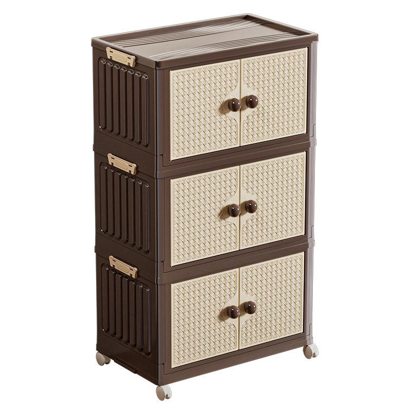 Vintage-Style Double Door Folding Storage Cabinet for Clothes