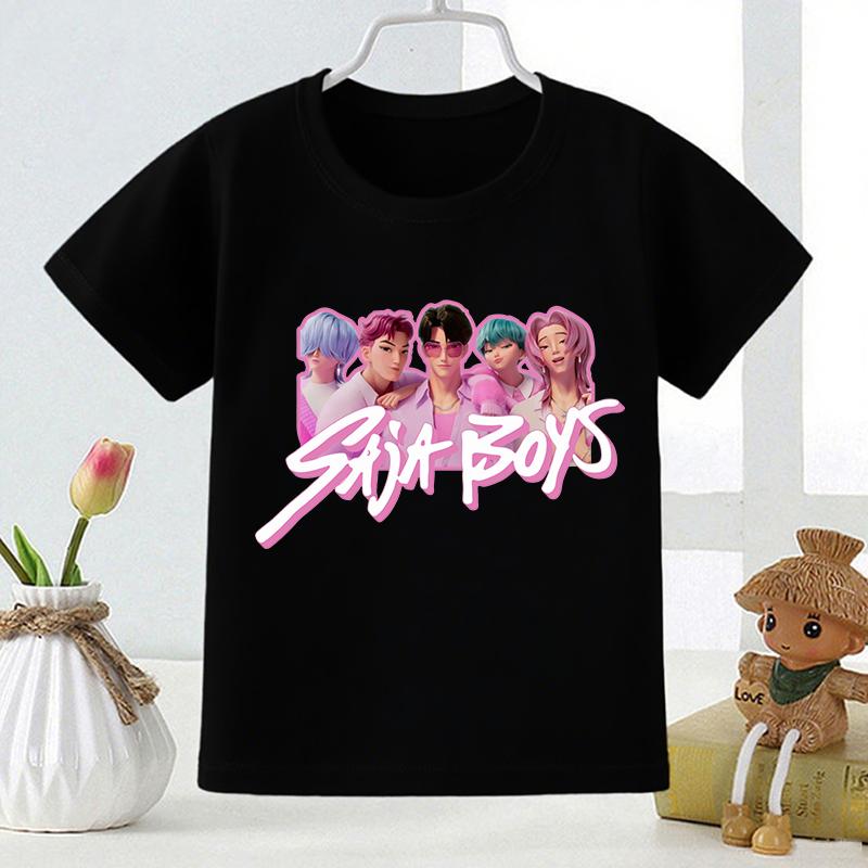 

Kpop Охотники на демонов Саджа Принт Мода Детская футболка Девочки Летние топы Одежда для маленьких мальчиков Черные детские футболки с коротким рукавом 140