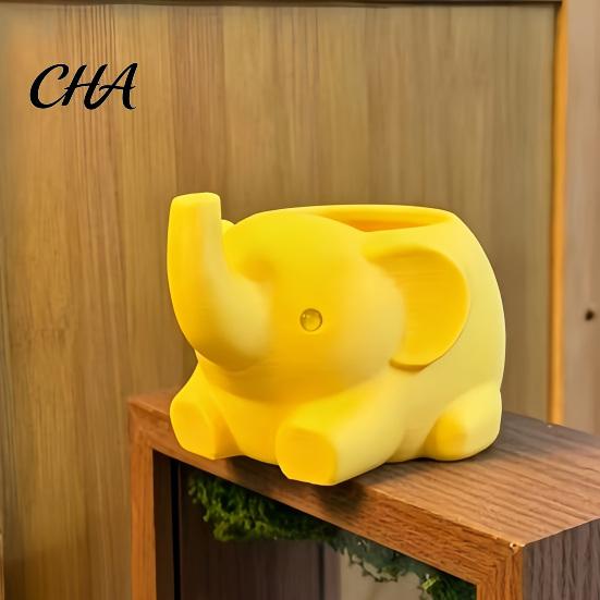 Desktop Storage for Pens 3D Printed Elephant Pen Holder, Minimalist Organizer Office School Supplies, Tidy Makeup Brush Cute Animal Stationery