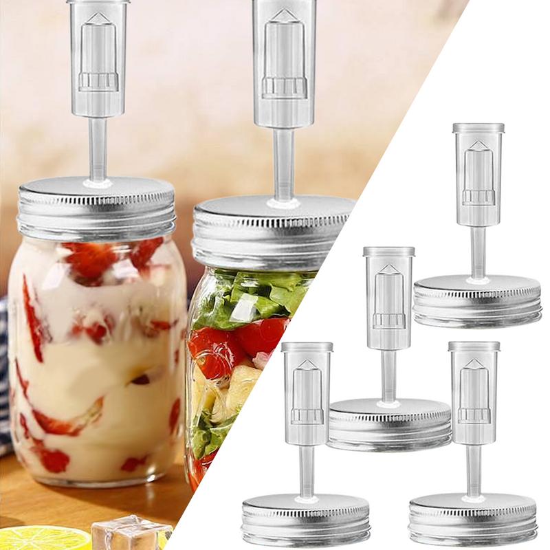 Jar Fermentation Lids 4-Pack Fermenting Kit With Intelligent Air Valve Fermenter Presser Silicone Seals For Pickles Making And