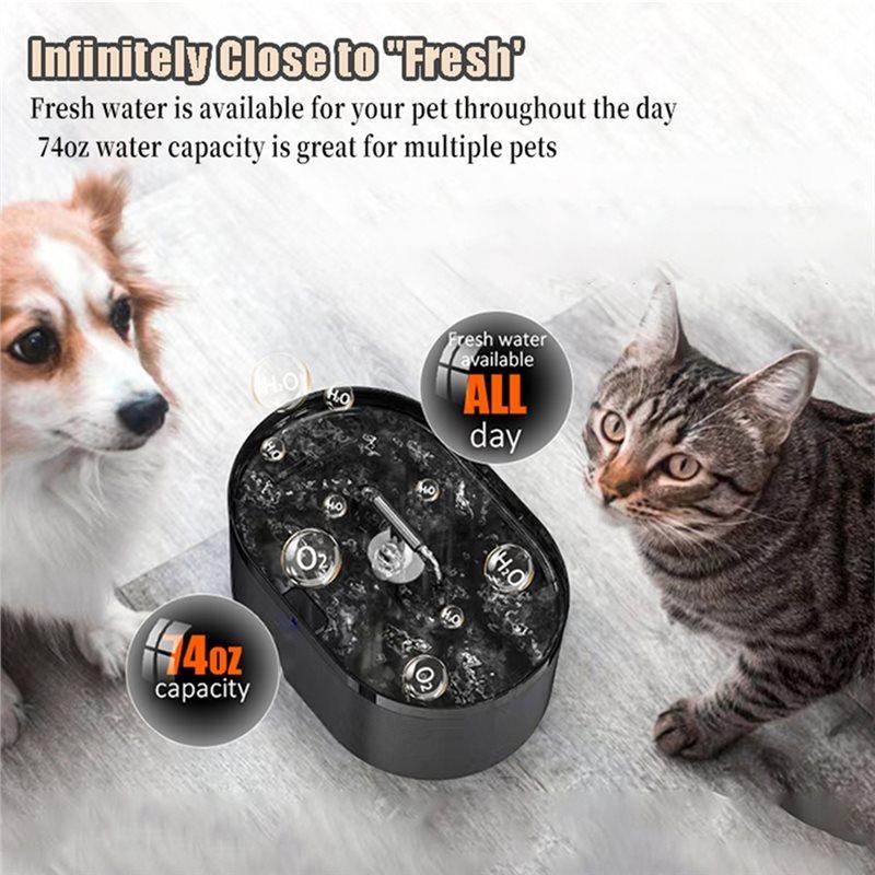 CYCLI-Pet Water Dispenser With Filter, 2.2L T-Shaped Cat Water Fountain Ultra Quiet Water Pump Dog Drinking Fountain For Cats