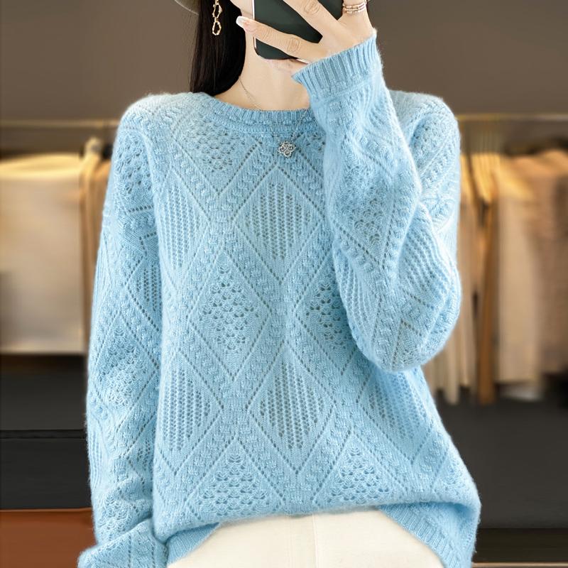 Women Sweater 100% Wool MODERN NEW SAGA O-neck Knit Pullover Thick Winter Jumpers Female Knit Tops