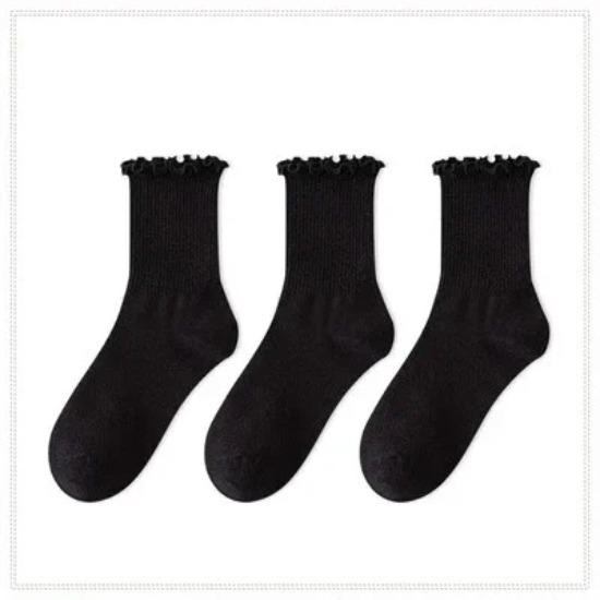 1/3/5 Paar Baumwoll-Rüschen-Knöchelsocken Damen Lolita Niedlich Kawaii Koreanische Strümpfe Mädchen Frühling Schwarz Weiß Mittellange Japanische Socken