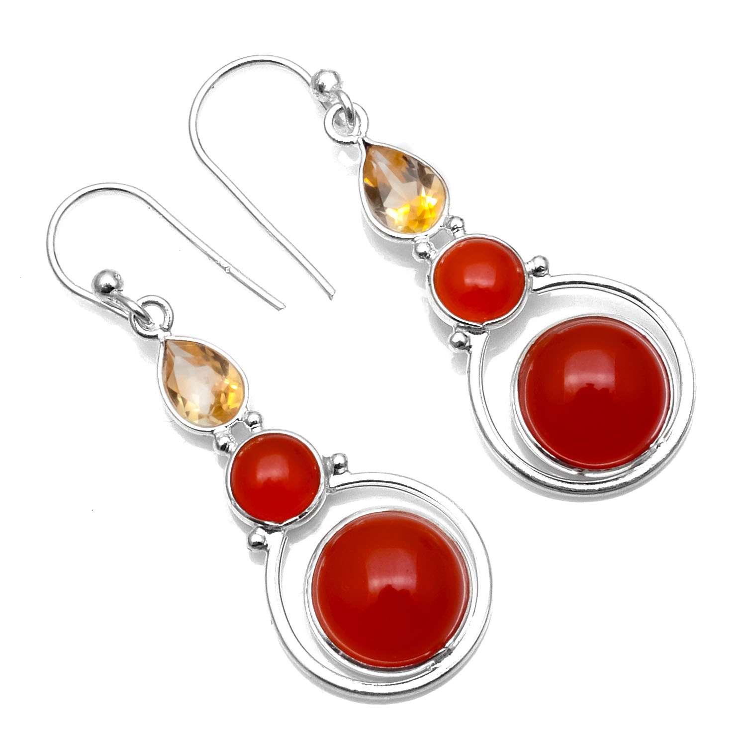 

Carnelian, Citrine Gemstone Earrings Solid 925 Sterling Silver Handmade Earrings Jewelry Gift For Women And Girls E-1087