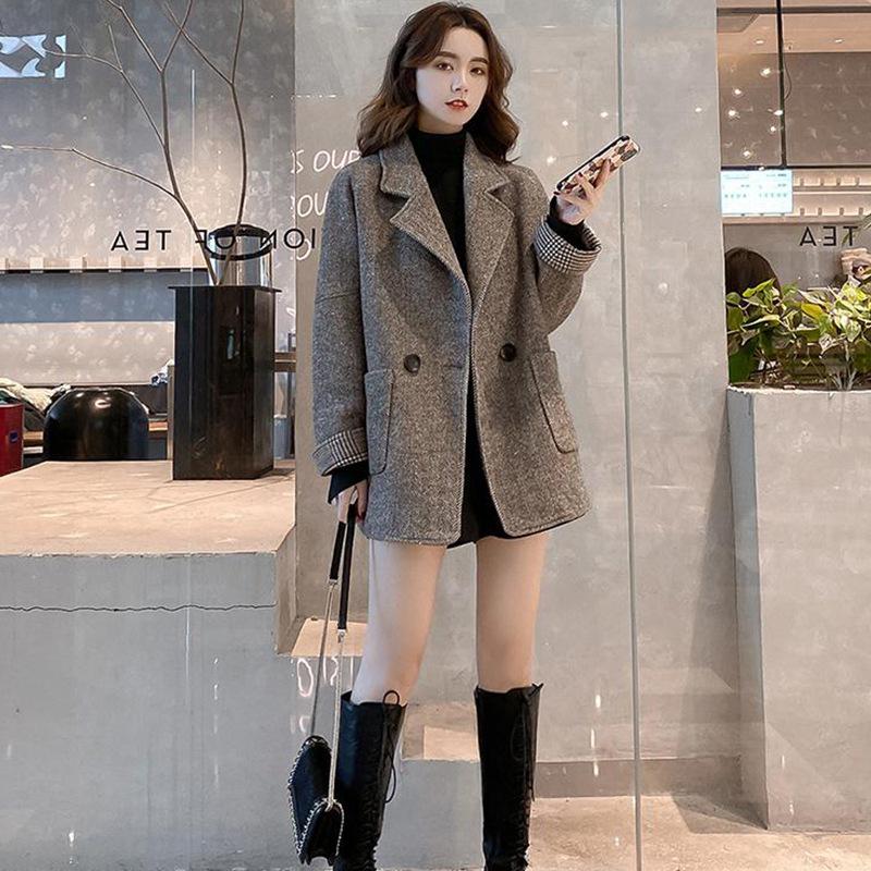 Women's Woolen Suit Jacket - Korean & British Style, Autumn/Winter, Loose Fit, Casual