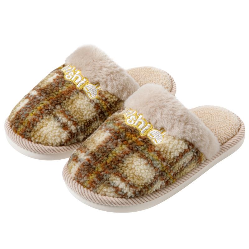 Cotton slippers women's winter home indoor non-slip household floor couple warm and velvet winter slippers men