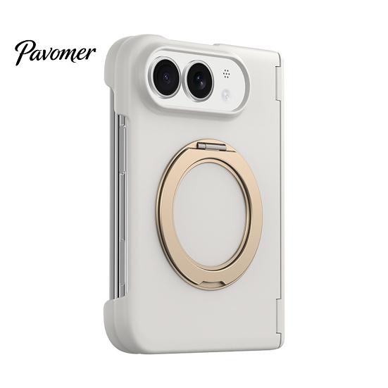Anti Fingerprint Hard PC Case Magnetic Folding Phone for IPhoneDuo, Hands Free Viewing with 360 Degree Non Slip Matte Finish Rotating Ring Stand,