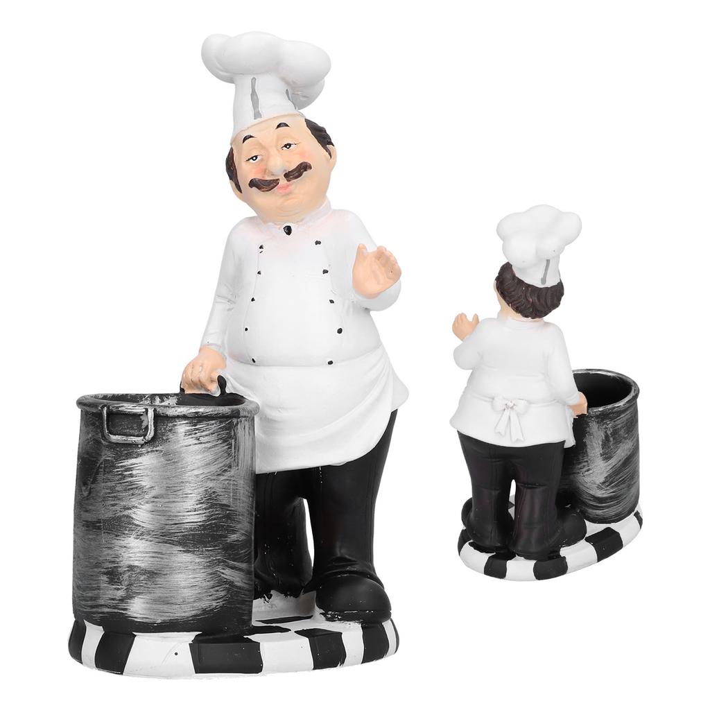 Chef Shape Figurine Statue Craft Decoration Ornament for Living Room Kitchen Restaurant