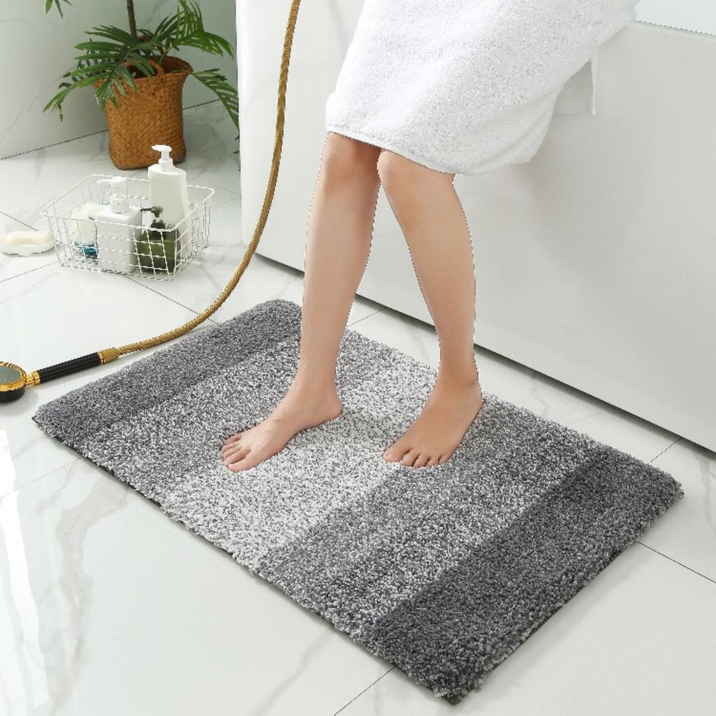 Bathroom Rugs Gradient Color Anti Slip Absorbent Polyester   Bath Floor Mat for Home Entrance Restrooms