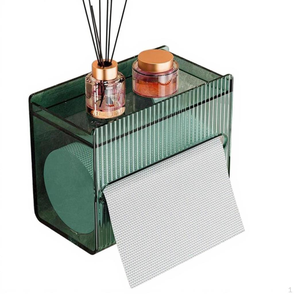 Tissue Box Holder, Clear Acrylic, PressType Bathroom Storage Transparent