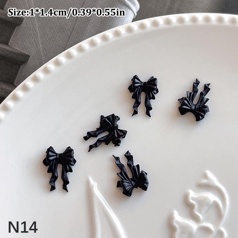 50Pcs 2Sizes Colorful Ribbon Bow Long Wavy Bow Nail Art Accessories 3D Resin Nail Charms Japanese Nail Decorat Cute Parts Ribbon