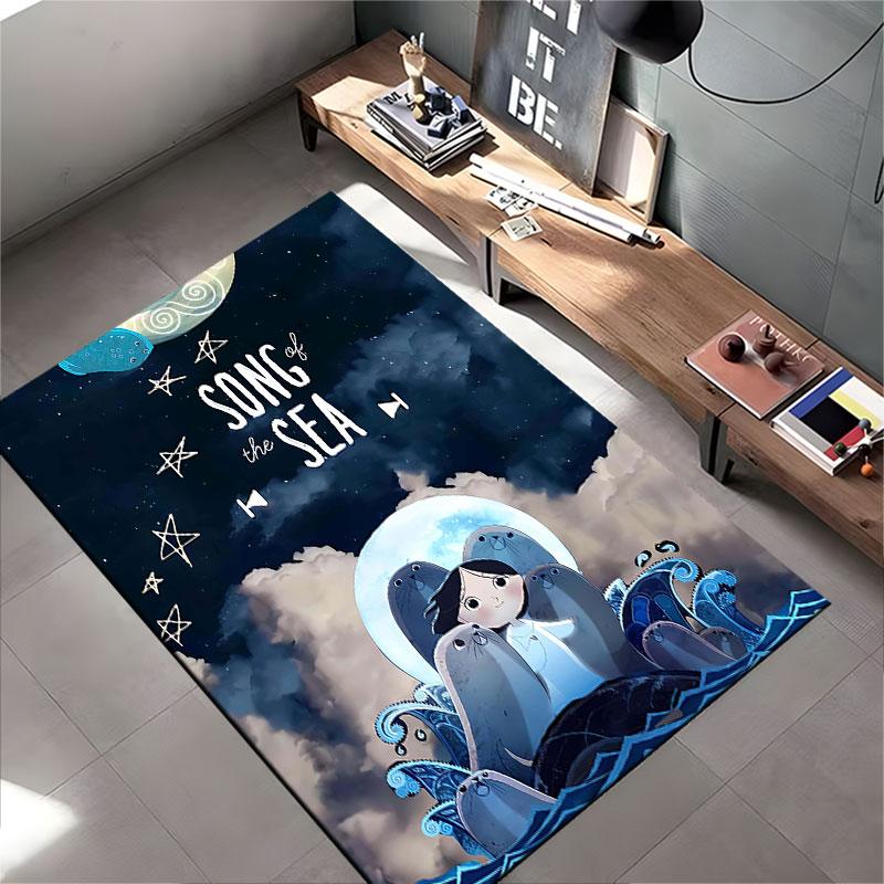 Song of the Sea Pattern Carpet Suitable As a Non-slip Mat for the Living Room or Bedroom Sofa