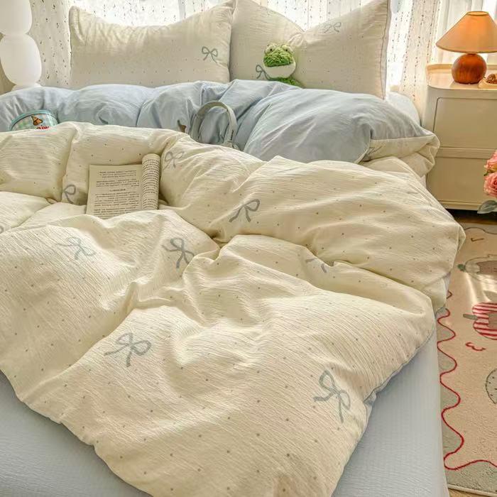 

Супермягкий хлопковый шенилл, вышивка медведя, комплект постельного белья - 4 предмета, простой мультяшный пододеяльник и простыня Pillowcase [Discount on Core Mat]