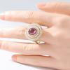 Vintage Inlaid Purple CZ Imitation Pearl Women's Ring Gorgeous Gold Color Geometry Daily Wear Party Jewelry Anniversary Gift