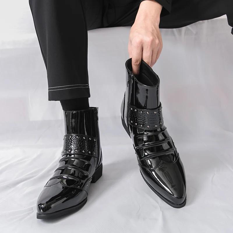 High Quality Chelsea Leather Boots for Men Fashionable Designer Mens Casual Leather Shoes Business Dress Shoes Zapatillas Hombre