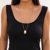 Glossy Oval Pendant Snake Bones Chain Necklace Female European and American Fashion Minimalist Personalized Long Sweater Chain Ornament Tide