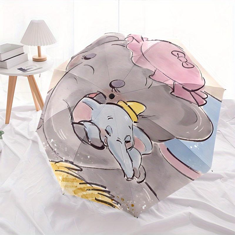 Dumbo, Timothy Q. Mouse Automatic Opening and Closing Umbrella - 8 Ribs Portable Folding Umbrella with Plastic Handle, Suitable for Leisure