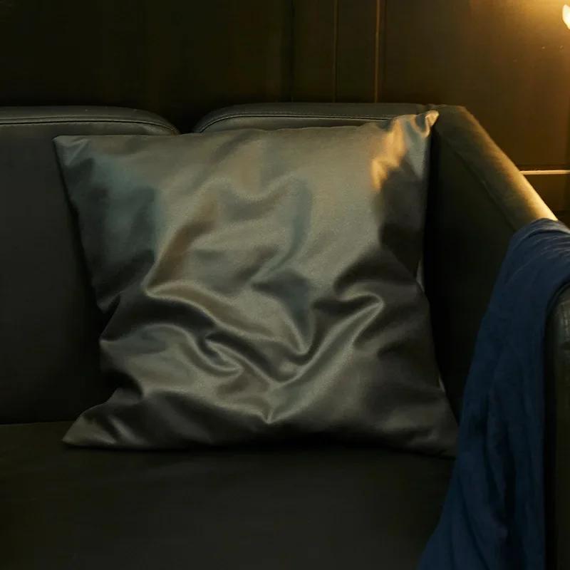 Soft Imitation Leather Technical Cloth Pillow Cover Sofa Pillow Simple Multi-color Square Sofa Cushion Cover