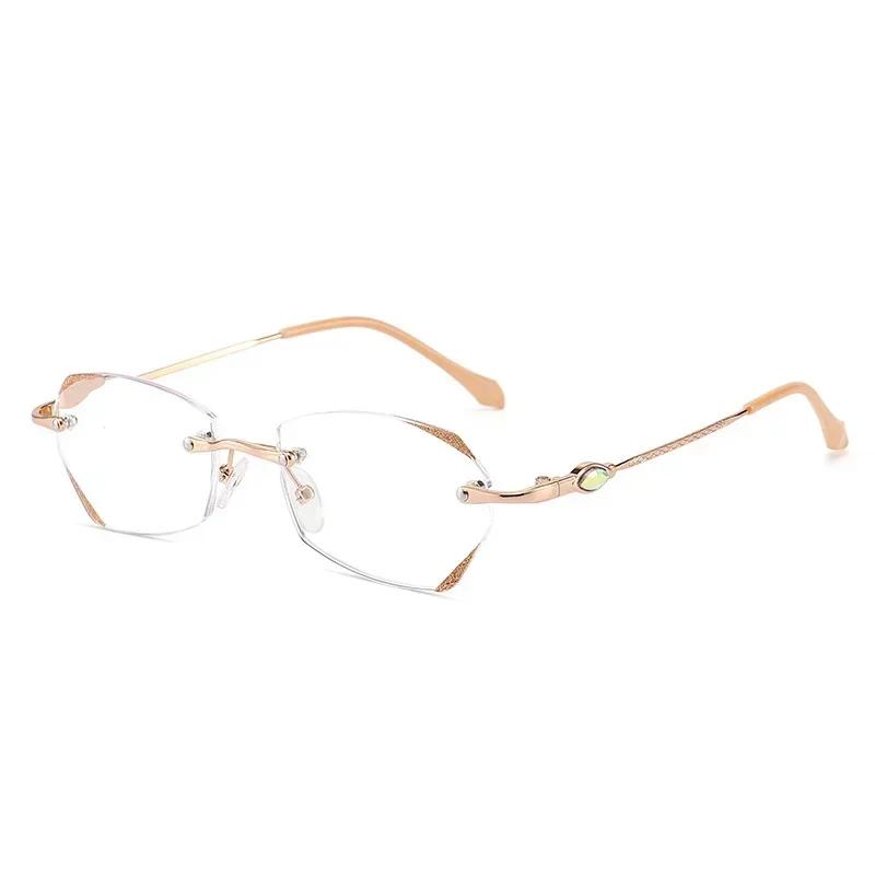 Womens Fashionable Anti Blue Light Eyeglasses Latest Design Gold Silver Reading Glasses Unisex Ladies Trendy Diamond Presbyopia+10+40 +1.0 +4.0