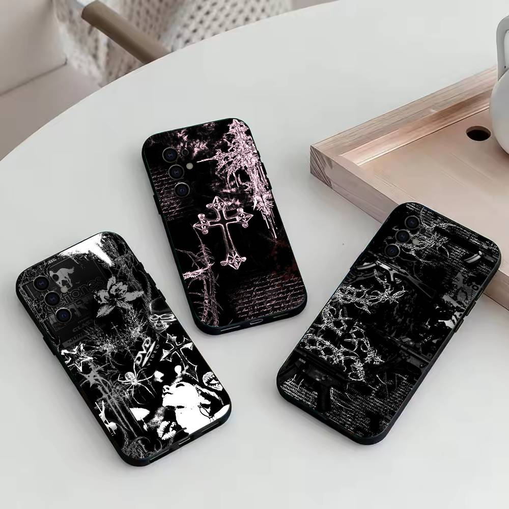 Gothic Sigilism Cross Phone Case For Samsung S25,S24,S21,S22,S23,S30,Ultra,S20,Plus,Fe,Soft Silicone Black Cover