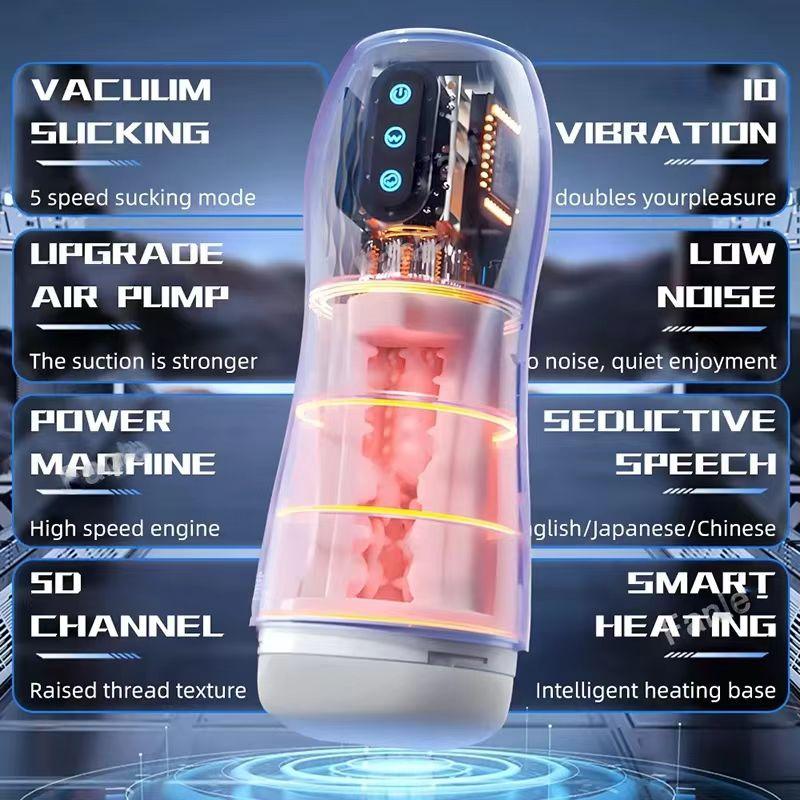 Männlicher Masturbator Automatische Saug-Vibrations-Blowjob-Maschine Heizung Pussy Penis-Pumpe Masturbationsbecher Sexspielzeug für Männer Zubehör
