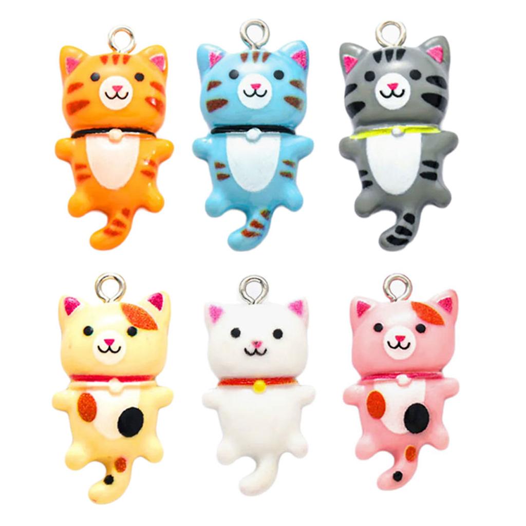Handmade Resin Cat Figurine Set Captivating Cartoon Cat Pendant DIY Resin Cat Figurine with Customizable Colors