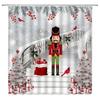 Christmas Nutcracker Shower Curtain, Christmas Tree Snowman Bathroom Curtain Decoration Set With Hook Fabric Christmas Gift
