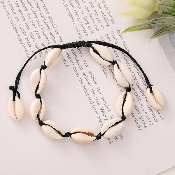 Bohemia Imitation Cowrie Shell Bracelet for Women Handmade Adjustable White Woven Rope Anklet Summer Beach Vacation Jewelry Gift