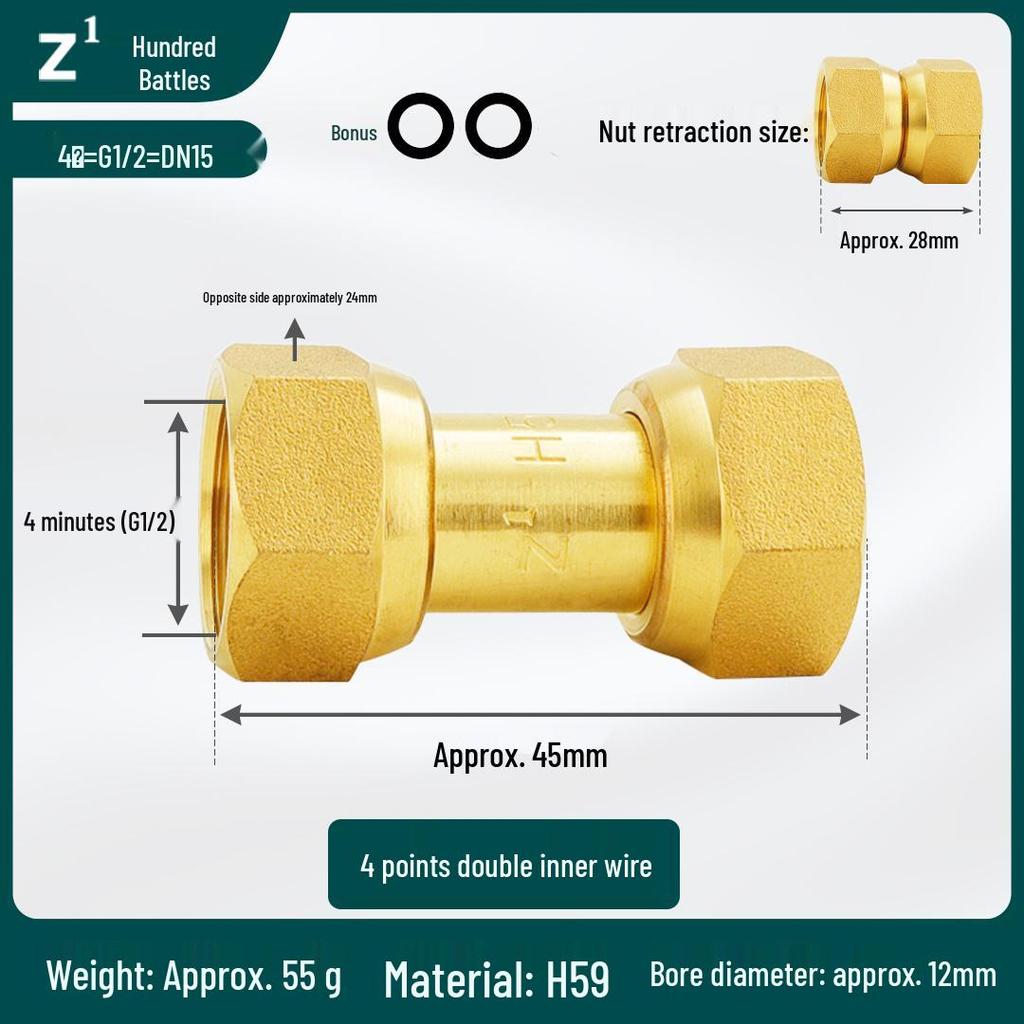 Reducing Copper Pipe Connector: Male/Female Threaded Union, 4 Points to 6 Points, 1 Inch