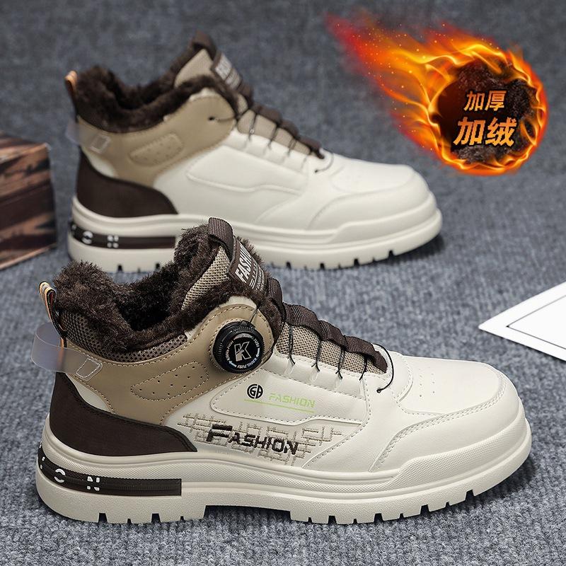 

Fleece Martin shoes men s rotating button tooling shoes 2024 winter new men s shoes sports casual cotton shoes men 44