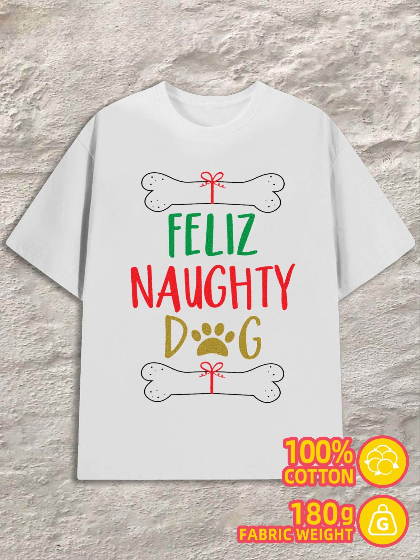 

T-Shirt Y2K Naughty Dog Christmas Plus Size S