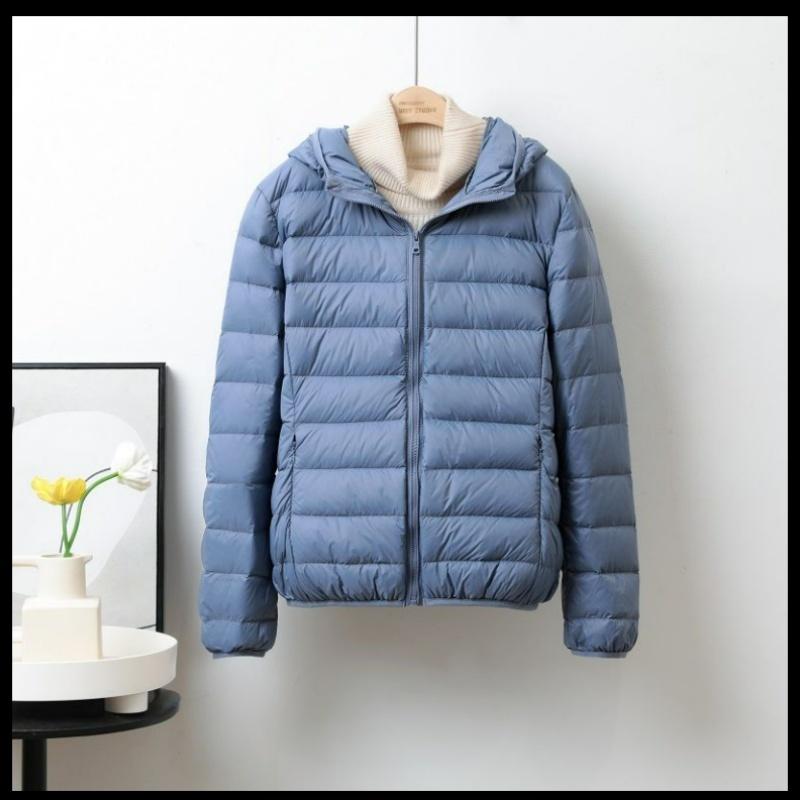 Winter Lightweight Down Jacket Women's Short Hooded Lightweight Thin White Duck Down Plus Size Jacket