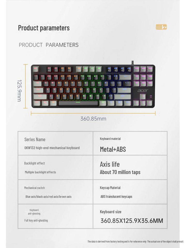 Acer True Mechanical Wired Gaming Keyboard with Red/Blue Axis for Desktop and Laptop
