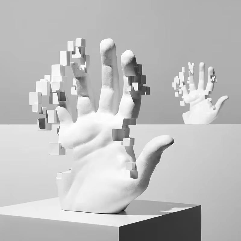 Harz Mosaik Hand Figur Nordische Dekorative Skulptur Dekonstruiert Finger Abstrakte Statue Moderne Heimdekorationsaccessoires