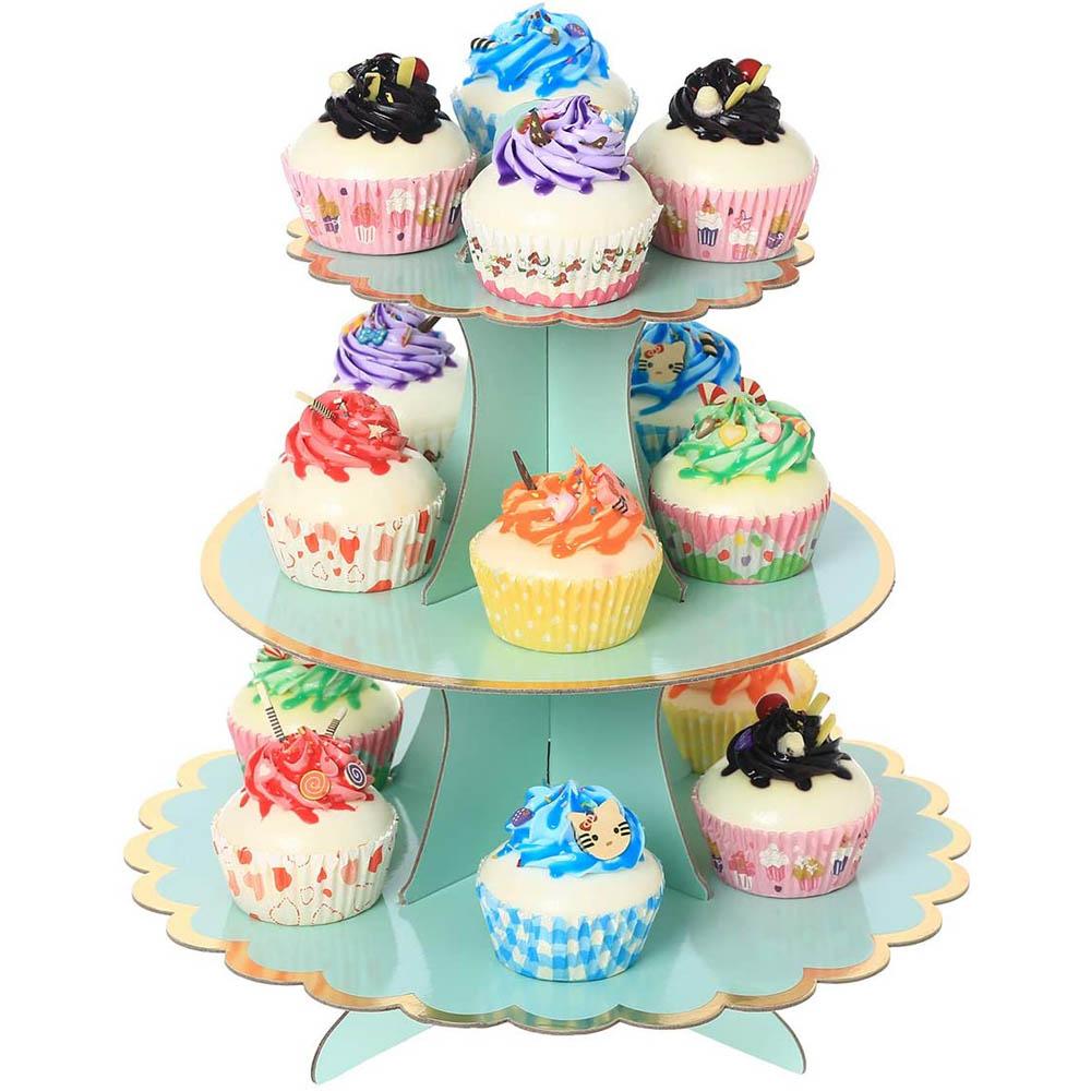Cake Stand Afternoon Tea Wedding Plate Party Tableware 3-Layer Disposable Cake Stand Tower Suitable for Birthday Party