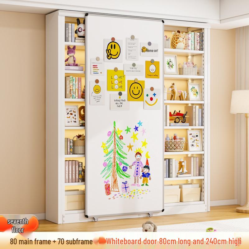 Steel Bookshelf with Whiteboard Doors, Multi-Layer Library Bookcase, Children's Picture Book Rack