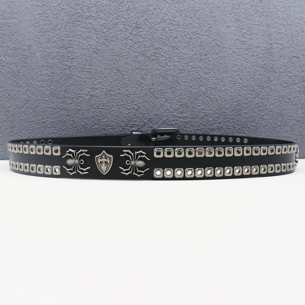 Authentic Double Stitch Rivet Spider Cowhide Belt - Western Style