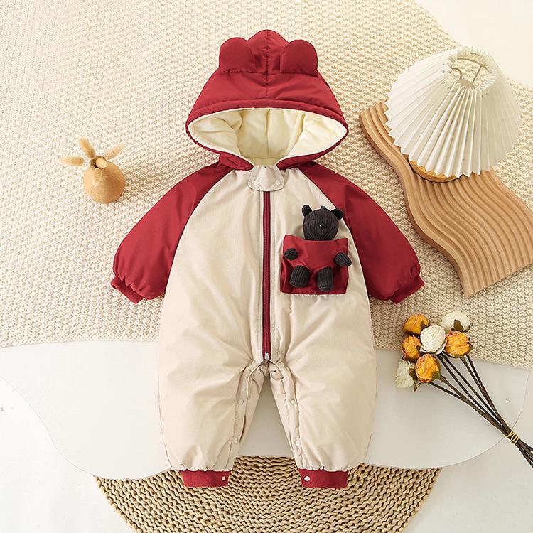 

Cozy Cotton & Velvet Winter Romper - Thick, Windproof Onesie for Babies & Toddlers 90 cm червоний