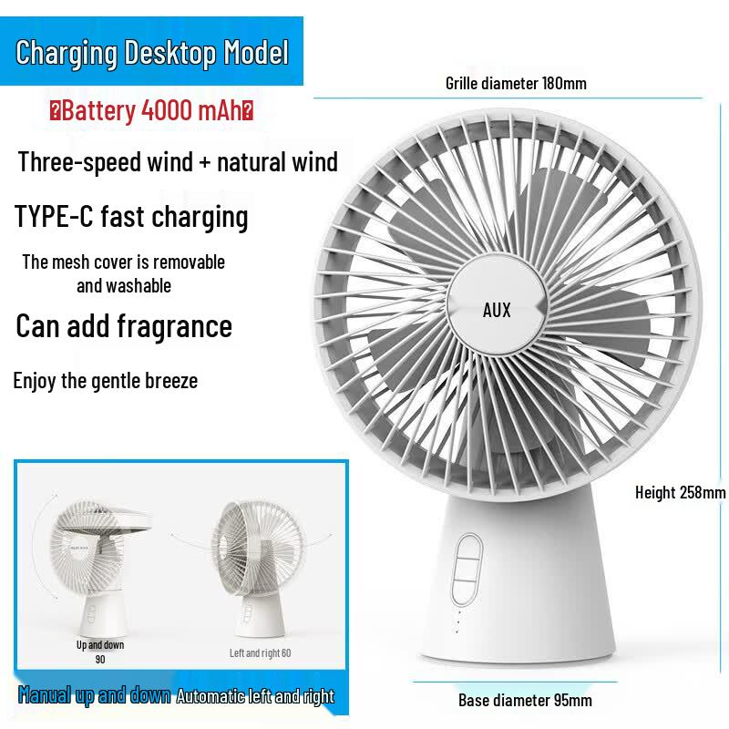Aux Mini Desktop Circulation Fan CN plug (adapter included) белый