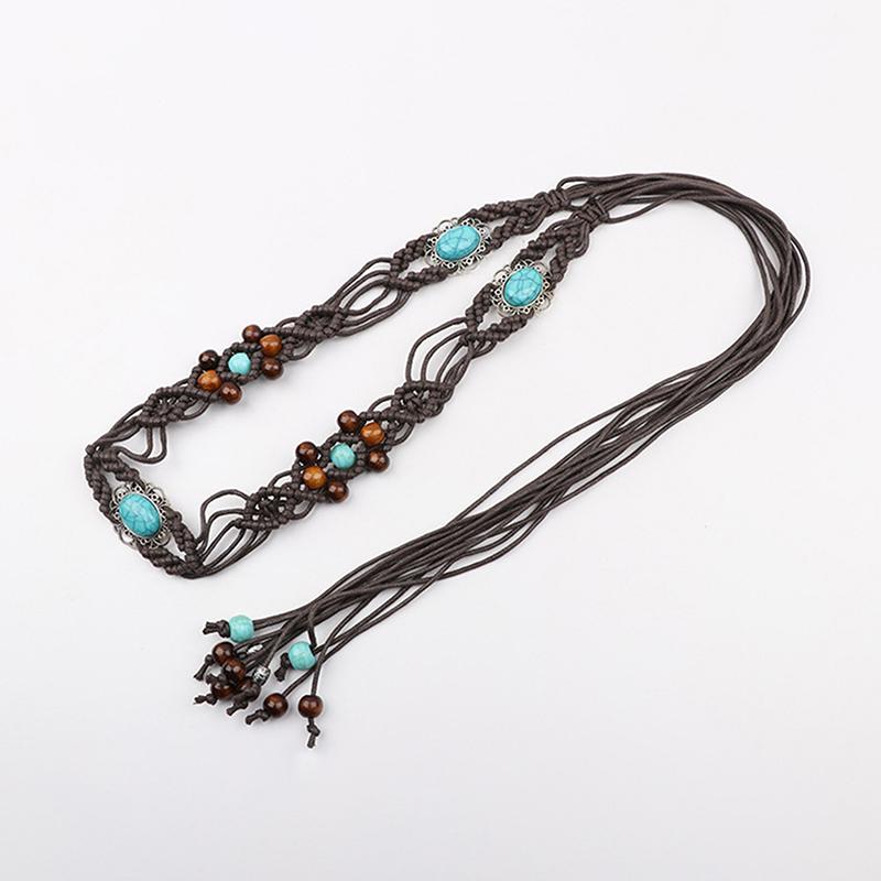 Rochie Retro Țesută Stil Boem Lanț de Talie Pentru Femei Curea Trendy cu Ciucuri Pantaloni cu Ciucuri Versatil Accesoriu Curea din Frânghie